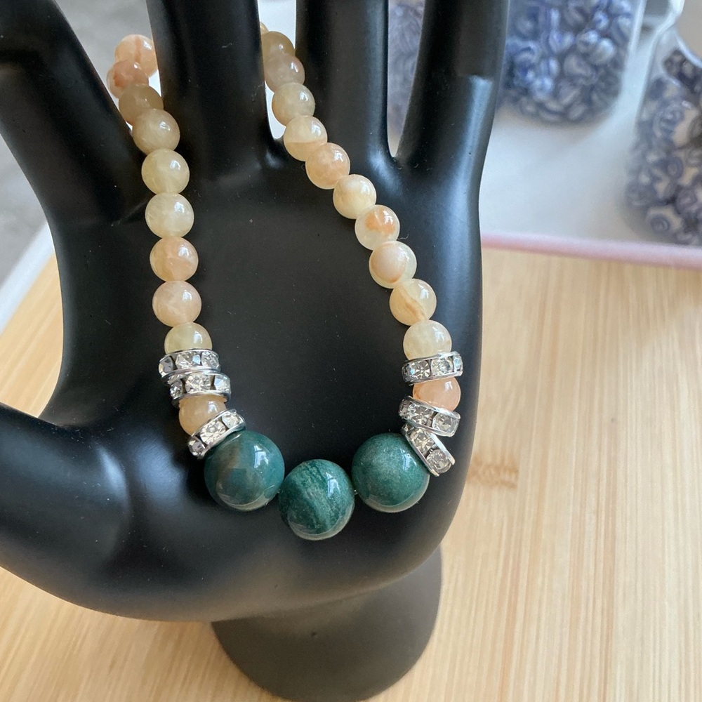 Yellow Jade and Moss Agate Bracelet